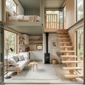 Forest Cube – Całoroczny Dom Modułowy z Kontenera | Styl Skandynawski - wnętrze